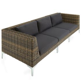Outdoor Rattan Garden Furniture Sofa Corner Chairs Set Sun Lounger Modular - Grey