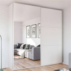 Wokingham Sliding Door Mirror 225cm Wardrobe - White