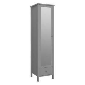 Blackburn Scandinavian Design Single Mirror Door Wardrobe with Drawer - Grey