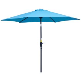 2.7M Patio Tilt Umbrella Sun Parasol Outdoor Garden Sun Shade Aluminium Frame with Crank-Blue