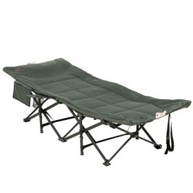 Foldable Sun Lounger, Padded Patio Camping Bed with Maximum 170° Lying Down Angle & Carry Bag, Magazine Bag, Cup Holder for Outdoor, Grey