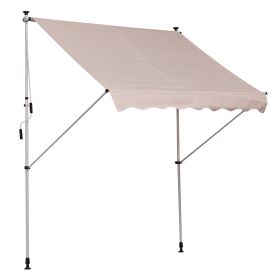 2x1.5m Garden Patio Manual Awning Canopy Sun Shade Shelter Adjustable Aluminium Frame Awning Beige