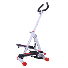 Foldable Stepper with Handle Hand Grip Workout Fitness Machine Sport Exercise Gym Bar Cardio Steel-White/Red Spinning