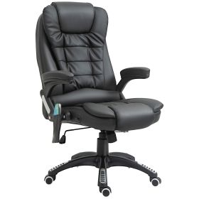Executive Office Chair with Massage and Heat, High Back PU Leather Massage Office Chair With Tilt and Reclining Function, Black