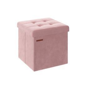 38 x 38 x 38 cm Foldable Storage Ottoman Bench Jelly Pink