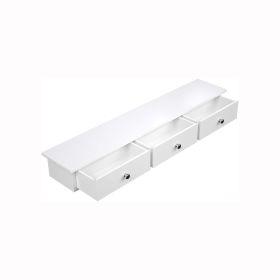 White Wall-Mounted Floating Shelf with Drawers
