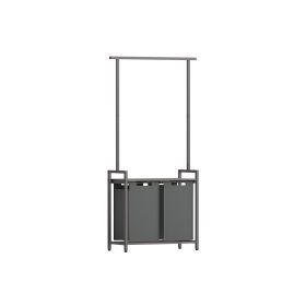 2-Section Laundry Hamper with Clothes Rail