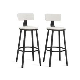 Set of 2 Tall Bar Stools with Backrest