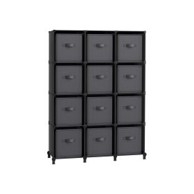 Cube Organiser with 12 Storage Boxes Ink Black and Dove Grey