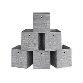 Set of 6 Storage Boxes Heathered Grey
