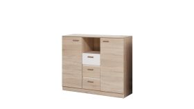 React 3 Drawers Chest of Drawers with 2 Door and Shelves - Oak Sonoma