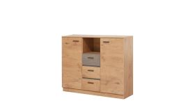 React 3 Drawers Chest of Drawers with 2 Door and Shelves - Oak Lancelot