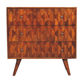 Rustico Pineapple Carved Chest - Chestnut