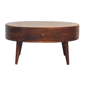 Cassian Round Coffee Table - Chestnut