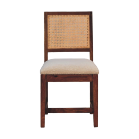 Boucle Bliss Rattan Elegance Chair - Cream