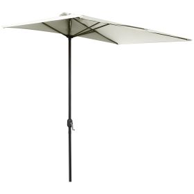 Balcony Half Parasol Semi Round Umbrella Patio Crank Handle (2.3m, Beige)- NO BASE INCLUDED