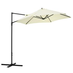 2.5M Garden Cantilever Parasol with 360° Rotation, Offset Roma Patio Umbrella Hanging Sun Shade Canopy Shelter with Cross Base, Beige