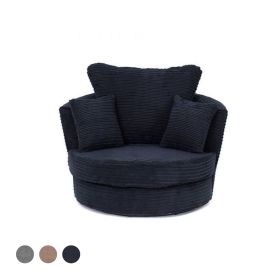 Porto Jumbo Cord Swivel Chair - Black