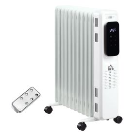 2720W Oil Filled Radiator 11 Fin Portable Electric Heater w/ LED Display 24Hrs Timer Three Heat Settings Adjustable Thermostat-White