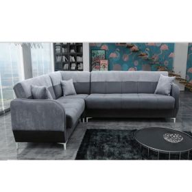 Swansea Modern Comfy L-Shape Corner Sofabed - Grey and Black