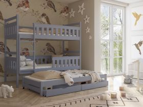 Cora Wooden 2 Drawer Storage Bunk Bed with Bonnell Foam Mattress - Grey