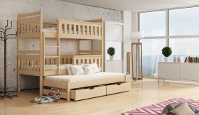 Cora Wooden 2 Drawer Storage Bunk Bed with Bonnell Foam Mattress - Pine