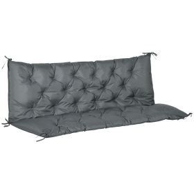 3 Seater Bench Cushion, Garden Chair Cushion with Back and Ties for Indoor and Outdoor Use, 98 x 150 cm, Dark Grey