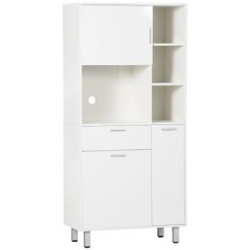 166cm Modern Freestanding Kitchen Cupboard, Storage Cabinet with Shelves and Drawer, White