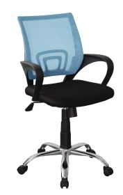 Loft Study Chair Fabric Seat with Blue Mesh Back & Chrome Base - Black