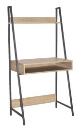 Loft Home Office Ladder Bookcase Desk with oak Metal Frames - Oak
