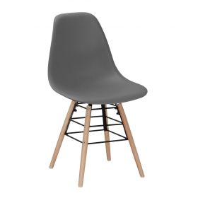 Polastro Plastic Dining Chairs set Vibrant Comfort with Solid Beech Legs 4 piece - Dark Grey