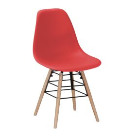 Polastro Plastic Dining Chairs set Vibrant Comfort with Solid Beech Legs 4 piece - Red
