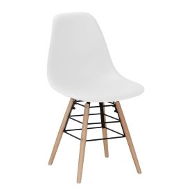 Polastro Plastic Dining Chairs set Vibrant Comfort with Solid Beech Legs 4 piece - White