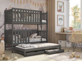 Persian Wooden 2 Drawer Storage Kids Bunk Bed with Trundle - Graphite
