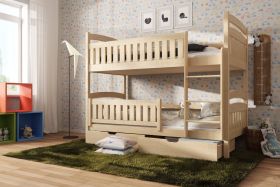 Juliet Wooden Bunk Bed with 2 Drawer Storage and Foam Mattress - Pine