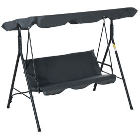 3 Seater Canopy Swing Chair Garden Rocking Bench Heavy Duty Patio Metal Seat w/ Top Roof - Dark Grey