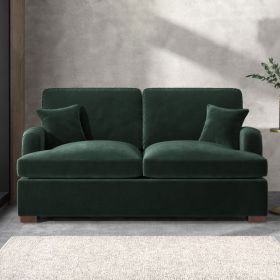 Dark Green Velvet 2 Seater Pull Out Sofa Bed