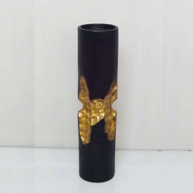 Dusk Dazzle Gold and Black Pillar Candle Holder - Large