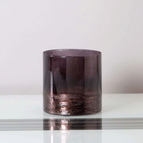 Celesti Amethyst Finish Purple Glass Pillar Candle Holder - Small