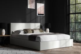 Madrid Faux Leather Ottoman White Bed Frame - Super Kingsize 6ft