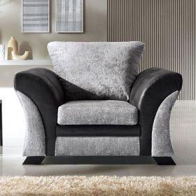 Lloyd Crushed Chenille Armchair - Black and Grey