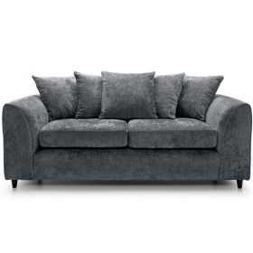 Gilliver Crushed Chenille 3 Seater Sofa - Dark Grey