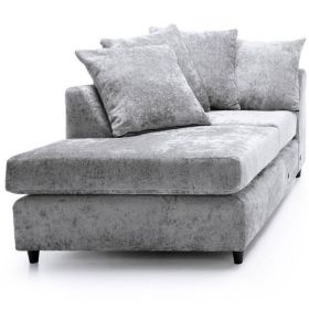 Gilliver Crushed Chenille Chaise Lounge - Left Arm Light Grey