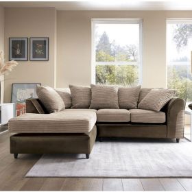 Spencer Cord Fabric Corner Sofa - Left Arm Brown