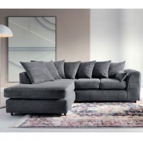 Jasmine Jumbo Cord Corner Sofa - Left Arm Grey