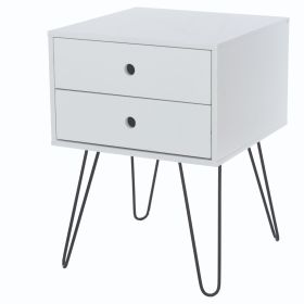 Telford & Metal 2 Drawer Bedside Cabinet - White