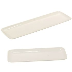 3 Size Heavy Duty Porcelain Rectangle Table Serving Tray - White