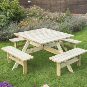 Rowlinson Square 8 Seater Wooden Picnic Table