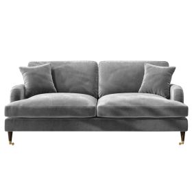 Silver Grey Velvet 3 Seater Sofa