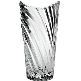 Sparkling Luxury Heavy Ribbed Glass Flower Vase - Clear